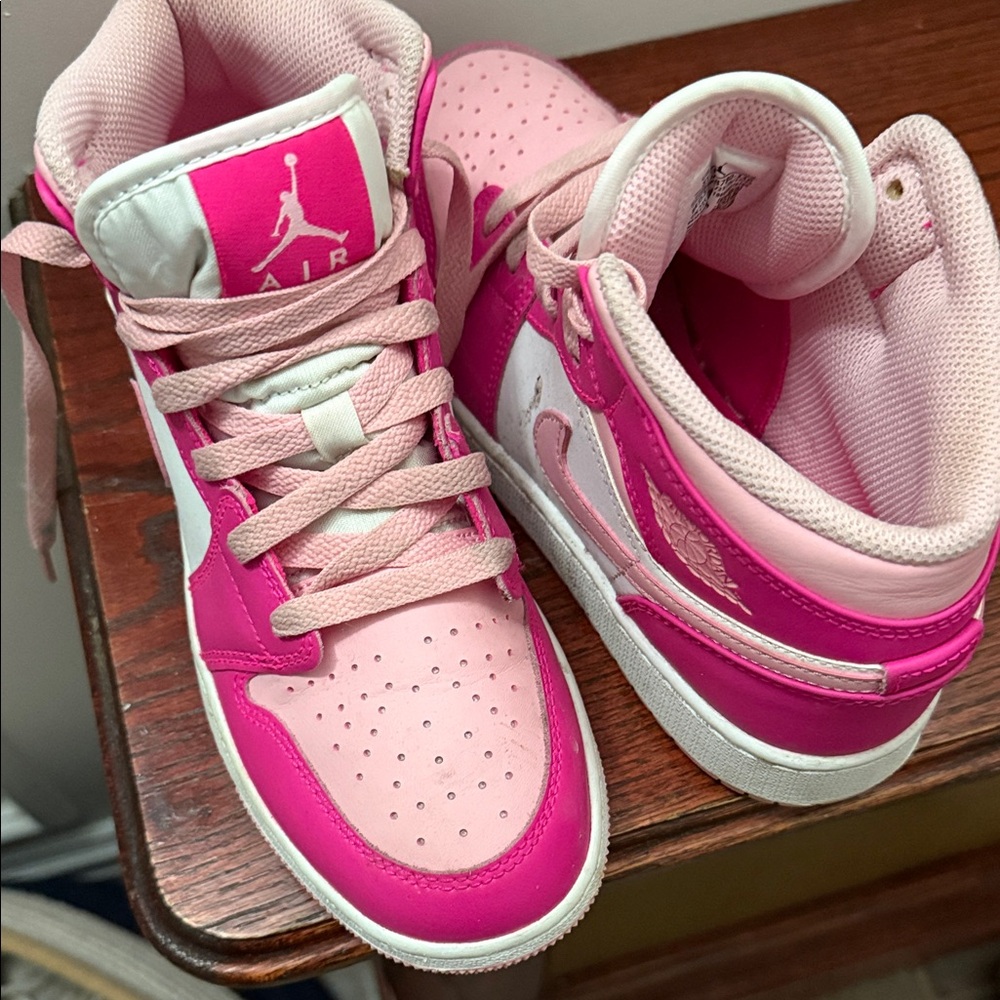 Nike Jordans Kids Pink and White Sneakers